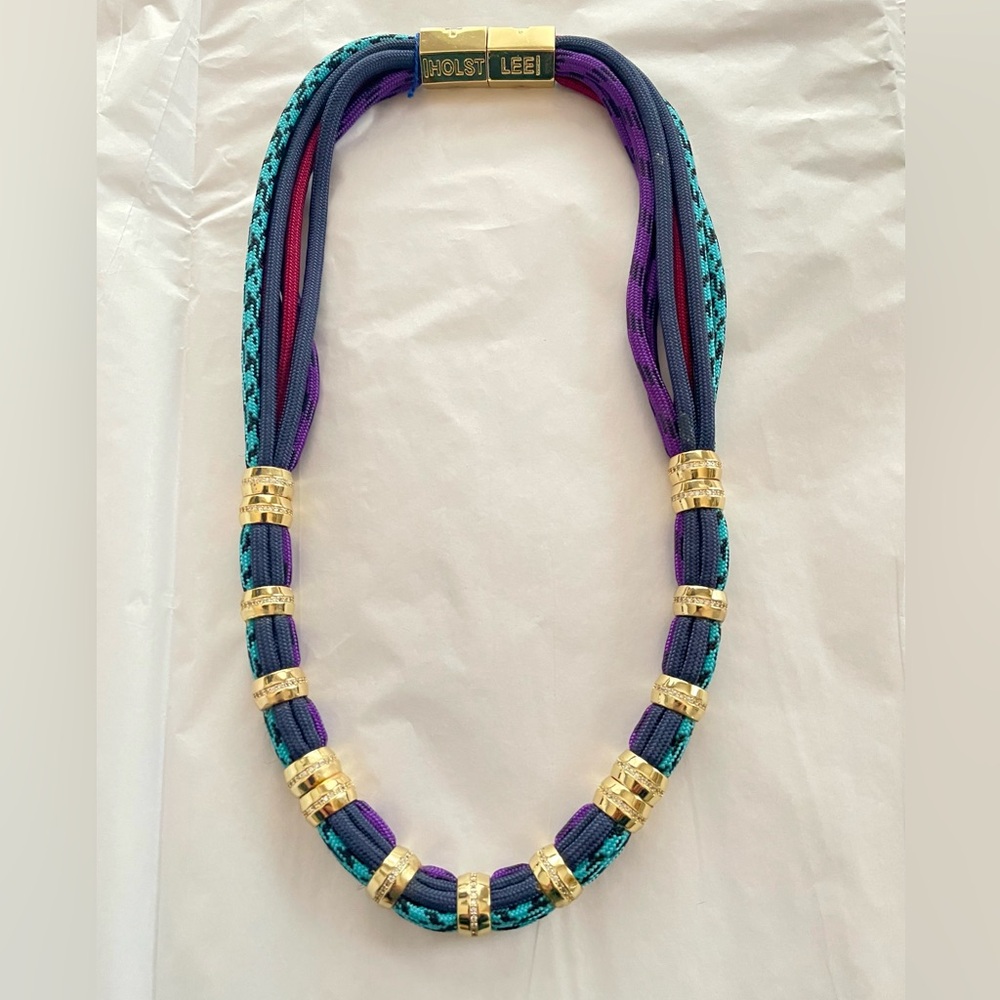 Holst & Lee Cool Weather Colorblock Necklace Purple Blue Burgundy Gold NWOT